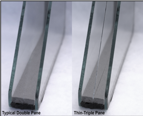 Typical Double Pane on Left & Thin-Triple Pane on Right