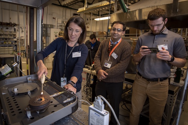 Berkeley Lab's Vi Rapp demonstrates as part of Better Plants Technology Days.