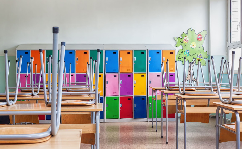 Pictured: Chairs and desks in a classroom. A new campaign, Efficient and Healthy Schools, aims to provide practical upgrades that can increase energy efficiency, lower costs, and improve the air at K-12 schools nationwide.(Credit: iStock/Mirjana Ristic)