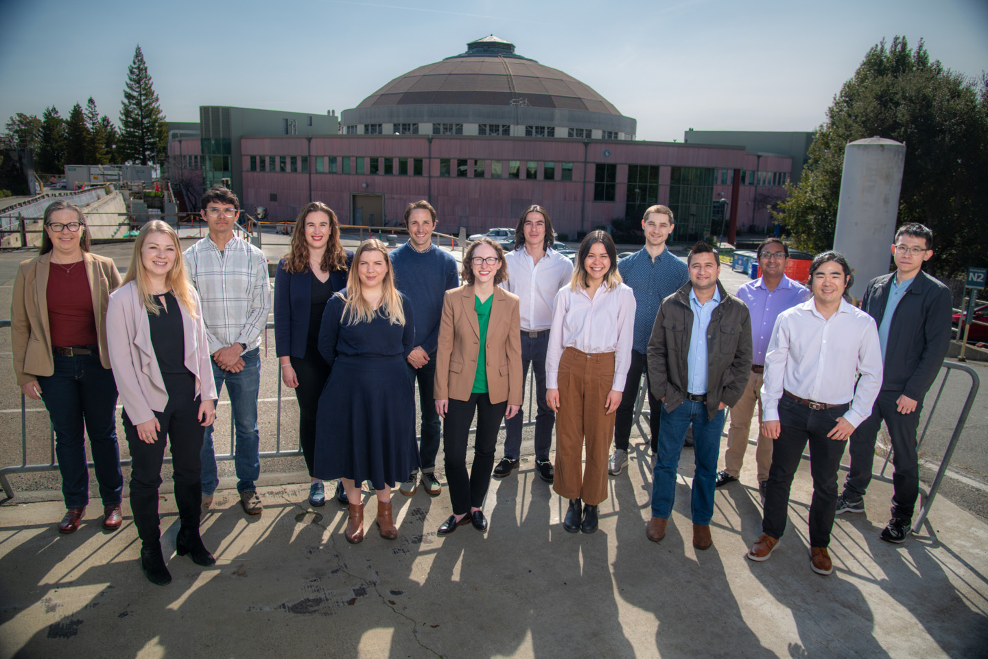  A group picture of Berkeley Lab's technoeconomic analysis researchers, including those that work on hydrogen systems. Hanna Breunig is second from left and Peng Peng is far right. (Credit: Thor Swift/Berkeley Lab)