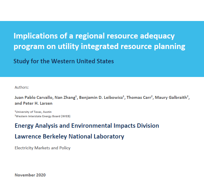 Berkeley Lab Report Investigates The Implications Of A Regional Resource Adequacy Program On ...